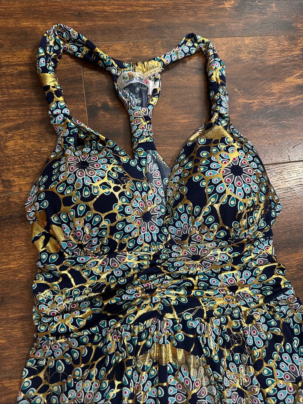 πIndia Boutique Navy and Yellow Floral Racerback Maxi Dressβ¨ - Picture 4 of 11